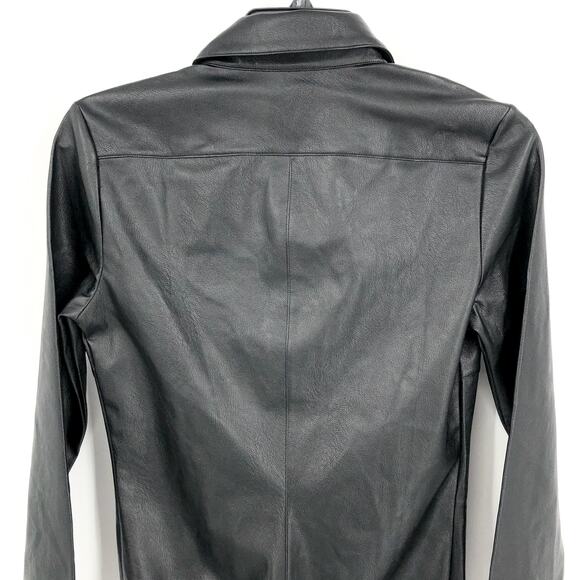 COMMANDO Women's Faux Leather Bodysuit Large Black Lightweight Button Down NWT - Picture 7 of 9